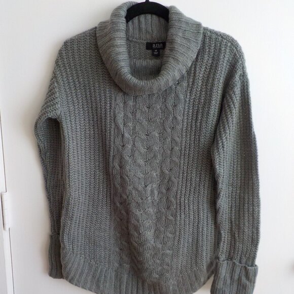 a.n.a Sweater NWT - Roll Down Cowl Neck - Grey - Oversized - Size X-Small  (555) - Picture 1 of 7